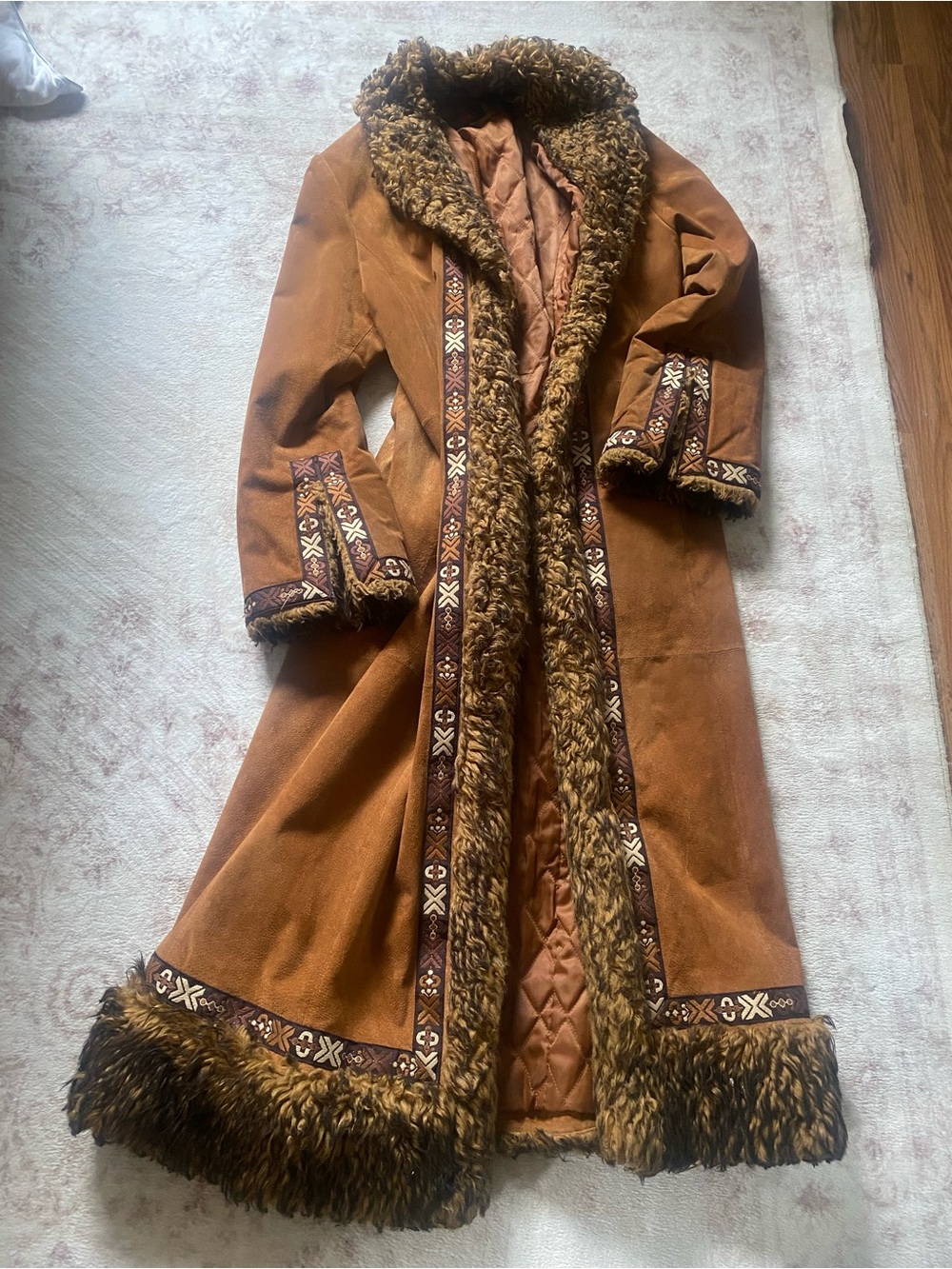 Vintage Brown suede shearling coat penny lane style shearling